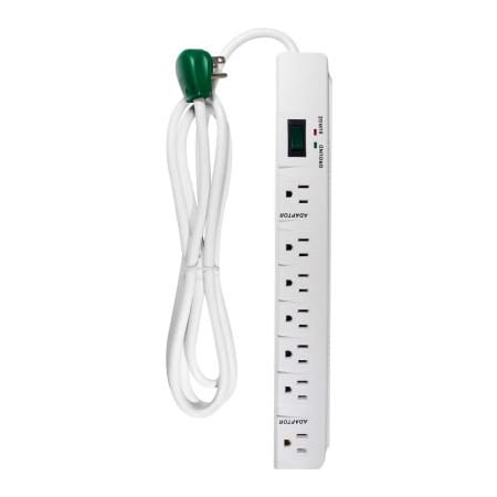 Gogreen Power Strip, Surge, 5-15R, 6 ft., White GG-17636